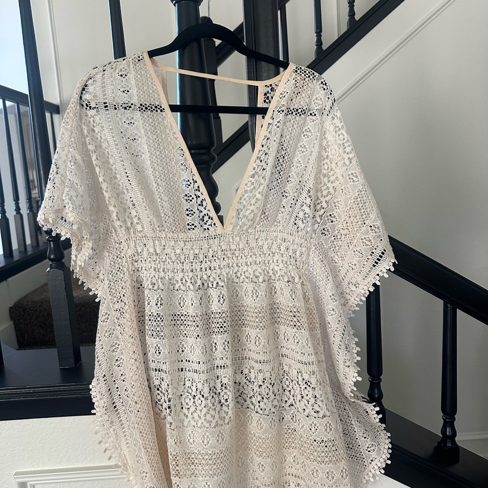 Xhilaration Cream Lace Swim Coverup